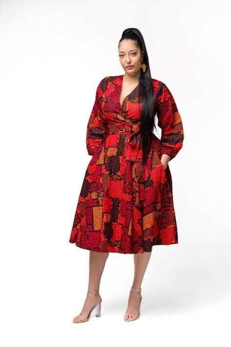 Ankara Wrap Dress Styles, Ankara Wrap Dress, Ankara Midi Dress, Short Ankara Dresses, Dress African Print, Ankara Styles For Women, Ankara Dress Styles, Dinner Dress Classy, Dress African