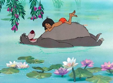 Jungle Book's Mowgli and Baloo via www.Facebook.com/Disney Jungle Book Disney, Disney Drawings Sketches, Disney Paintings, Disney Vintage, The Jungle Book, Walt Disney Animation, Walt Disney Animation Studios, Disney Music, Arte Disney