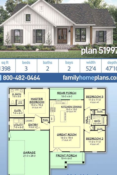 Bath Layout, 1500 Sq Ft House, Small Country Homes, Split Bedroom, Small House Floor Plans, Building Plans House, Farmhouse Style House Plans, Simple House Plans, Family House Plans