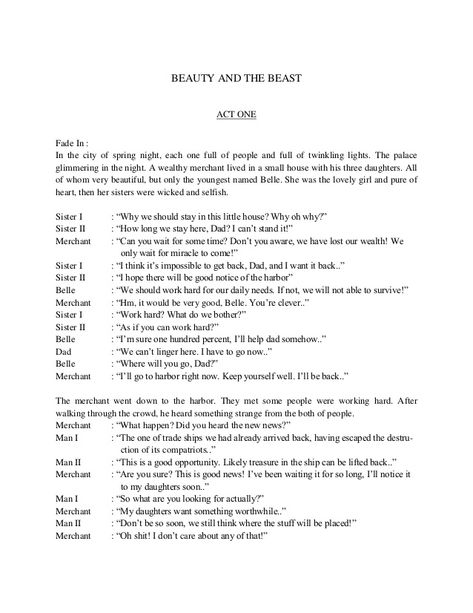 Script of English Musical Drama, Beauty and The Beast English Drama Script For Students, Short Drama Script With Moral, English Drama Script With Moral, One Act Play Script, Script Acting, English Drama Script, Practice Scripts, Role Play Scripts, Short Drama Script