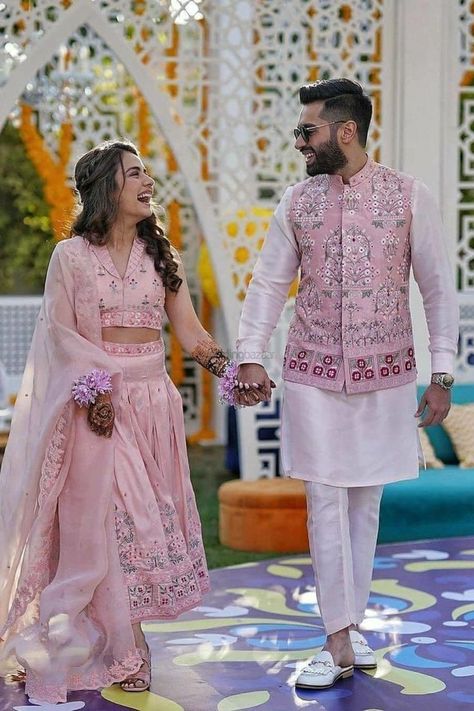 Couple Outfits Matching For Wedding, Couple Clothes Matching Wedding, Bride And Groom Matching Outfits, Couples Wedding Outfits, Matching Couple Outfits Wedding, Engagement Dress For Groom, Wedding Matching Outfits, Grooms Outfit, Indian Groom Dress