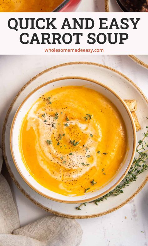 Crockpot Carrot Soup, Carrot Soup Recipes Easy, Easy One Pot Soup, Potage Recipe, Crockpot Carrots, One Pot Soup, Creamy Carrot Soup, Lasagna Recipes, Sweet Carrot