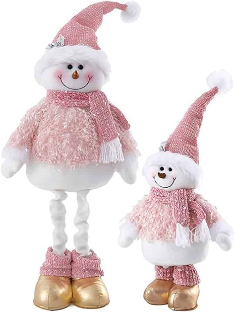 25 Pink Christmas Decorating Ideas » Lady Decluttered Table Tree, Christmas Tree And Fireplace, Nutcracker Figures, Window Table, Small Snowman, Ornament Snowman, Snow Theme, Season Decor, Pink Christmas Decorations