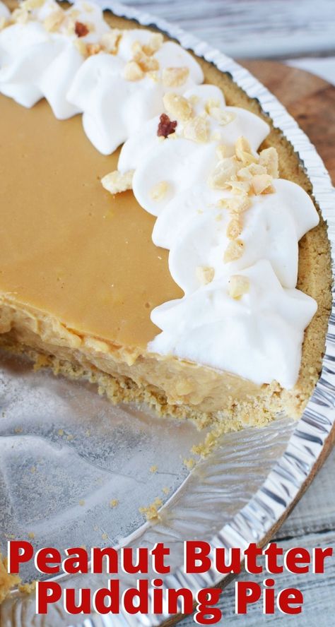 This Peanut Butter Pudding Pie recipe is decadent without any baking! The center is creamy and rich, with a simple store-bought pie crust. It's the perfect spring and summer dessert recipe. #PeanutButterDessertRecipes #PeanutButterPie #NoBakePieRecipes #PuddingRecipes #EasyPieRecipes Sugar Free Peanut Butter Pie, Peanut Butter Pudding Pie, Peanut Butter Pudding, Easy Peanut Butter Pie, Pudding Pie Recipes, Peanut Butter Dessert Recipes, Baking Recipes Pie, Store Bought Pie Crust, Easy Puddings