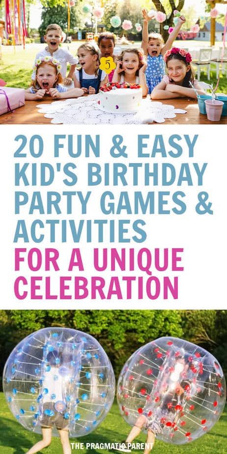 Discover 20 fun, unique & easy-to-organize birthday party games & activities for kids, complete with supply lists for a special celebration. Kid Party Activities, Baby Birthday Party Games, Outdoor Birthday Games, Kids Birthday Party Games, Easy Birthday Party Games, Party Activities For Kids, Games Activities For Kids, Backyard Birthday Parties, Simple Birthday Party