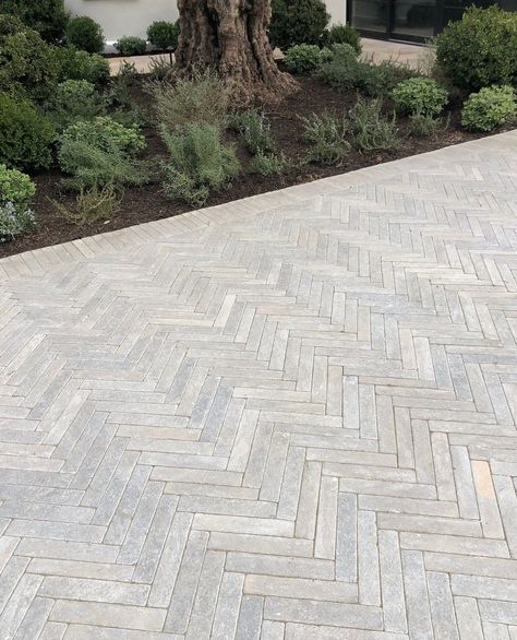 Exquisite Surfaces | Particularly dynamic in a herringbone pattern, the newest offering in our Cobblestone collection, Meknes Tumbled Pavers, creates a stunning… | Instagram Exquisite Surfaces, Cobblestone Pavers, Driveway Installation, Limestone Pavers, Limestone Paving, Paving Pattern, Paver Designs, Bluestone Patio, Farm Plans