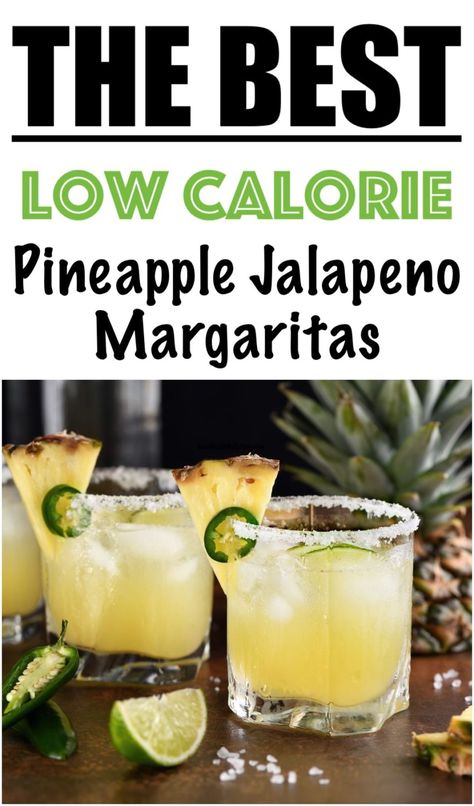 Pineapple Jalapeno Margarita Recipe {LOW CALORIE} Pineapple Jalapeno Margarita, Pineapple Margarita Recipe, Simple Cocktails, Easy Margarita Recipe, Spicy Drinks, Easy Margarita, Pineapple Margarita, Jalapeno Margarita, Rock Recipes