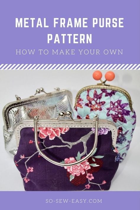 Metal purse frames patterns are not so easy to come by because of the enormous number of sizes and shapes, but it is very easy to make your own just by following a few very important steps. Let me sho Frame Purse Pattern, Purse Patterns Free, Coin Purse Pattern, Purse Sewing, Purse Sewing Patterns, Diy Sac, Purse Tutorial, Purse Pattern, Frame Purse