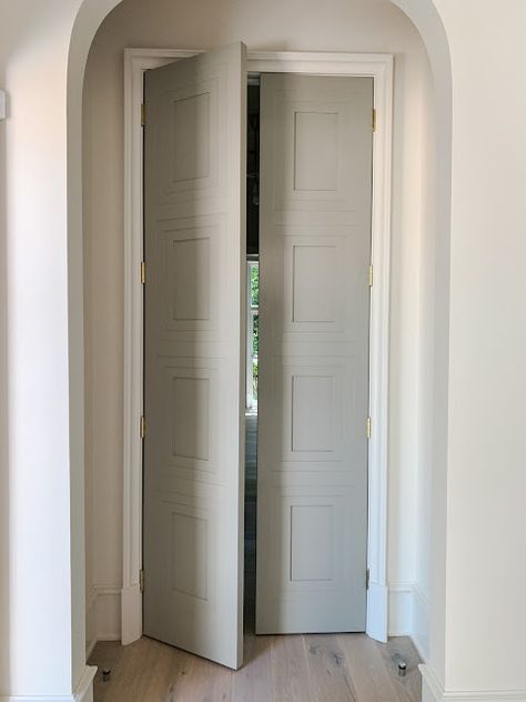 Tall Door Design, Art Deco Door Frame, Diy French Doors, Spanish Bedroom, Condo Makeover, Hallway Door, Spec House, Door Stripping, Exterior Doors With Glass