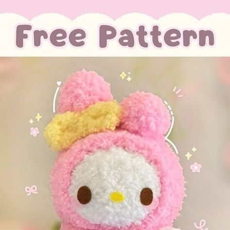 My Melody Free Crochet Pattern, Pompompurin Crochet Free Pattern, My Melody Crochet Pattern Free, Crochet Mini Amigurumi Free Pattern, Sanrio Crochet Pattern, Sanrio Crochet Free Pattern, My Melody Crochet Pattern, Crochet My Melody, My Melody Pattern