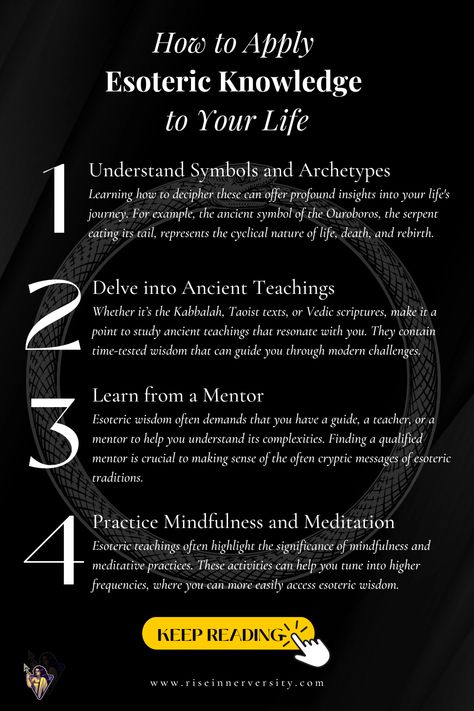 Esoteric knowledge refers to information, teachings, or practices that are reserved for a select few who have the dedication and capacity to understand them. Unlike exoteric knowledge, which is openly accessible and taught to the public, esoteric wisdom tends to be hidden or veiled, known only to a specific group or individuals who undergo rigorous training or initiation. keep reading... #esotericknowledge #ancientteachings #occultism #spiritualawakening How To Practice Magic, Esoteric Knowledge Spiritual, Alchemy Knowledge, Esoteric Wisdom, Occult Knowledge, Esoteric Knowledge, Hidden Knowledge, Nature Magic, Spiritual Psychology