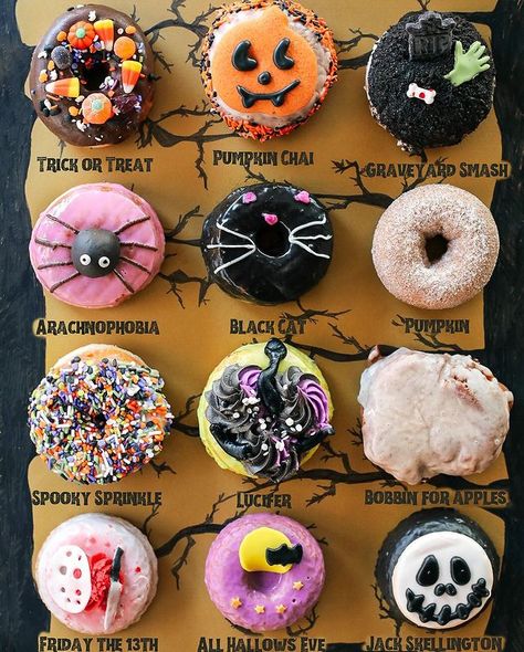 All Posts • Instagram Doughnut Decorations, Holiday Donuts, Cake Mix Donuts, Fall Donuts, Donut Decorating Ideas, Donut Flavors, Best Donuts, Donut Art, Halloween Donuts