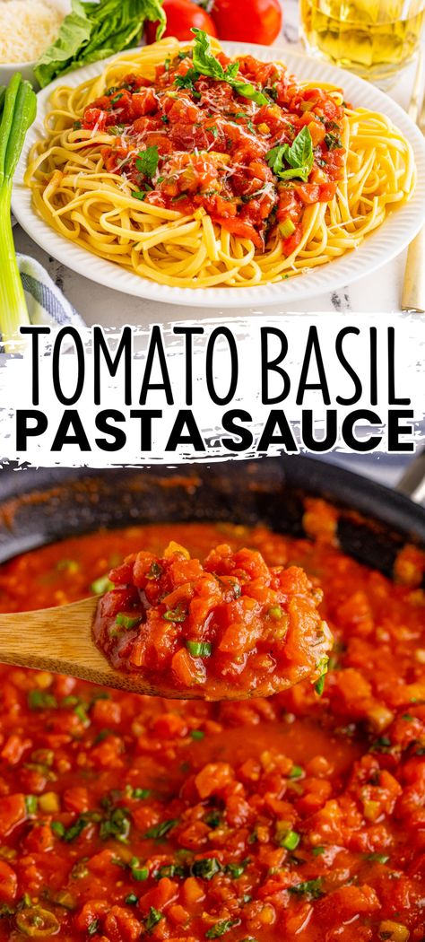 Spaghetti Tomato Sauce, Basil Pasta Recipes, Spaghetti Night, Italian Spaghetti Sauce, Tomato Basil Pasta Sauce, Basil Pasta Sauce, Spaghetti Recipes Easy, Tomato Pasta Recipe, Pasta With Meat Sauce