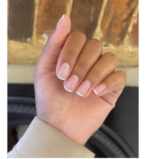 French Tip Gel Extension Nails, Round Micro French Tip Nails, Rounded Square French Tip Nails, Squoval French Tip Nails, French Tip Dip Nails, Micro French Manicure, French Tip Dip, Gel French Manicure, Gel Nail Extensions