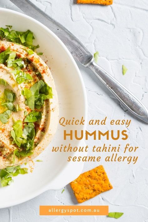 Easy Hummus Recipe Without Tahini, Homemade Hummus Without Tahini, Hummus Without Tahini, Sesame Allergy, Sesame Seeds Recipes, Make Your Own Hummus, Easy Hummus Recipe, Tahini Recipe, Easy Hummus