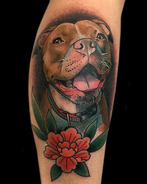 Dog Tattoo Memorial, Pitbull Tattoo Design, Luna Tattoo, Pitbull Tattoo, Dog Memorial Tattoos, Framed Tattoo, Incredible Tattoos, Cat Tattoo Designs, Memorial Tattoos