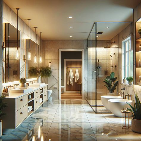 Modern luxury bathroom interior design with natural lighting. - How a Bathroom Remodel Can Increase Your Home Value - Nyc Bathroom Luxury, 80s Luxury Bathroom, Unique Bathroom Decor, Big Baths, Bathroom Improvements, Modern Luxury Bathroom, Glass Shower Doors Frameless, Unique Bathroom, Stylish Bathroom