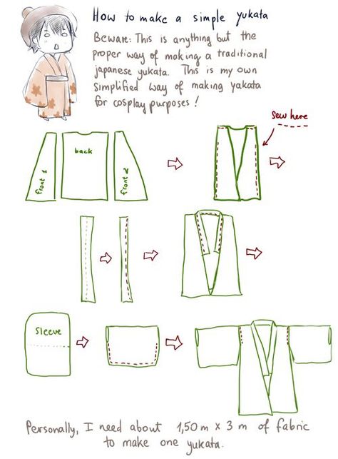 Kimono Sewing Pattern, Diy Kimono, Japanese Yukata, Costume Disney, Kimono Japan, Yukata Kimono, Diy Costume, Cosplay Tutorial, Kimono Pattern