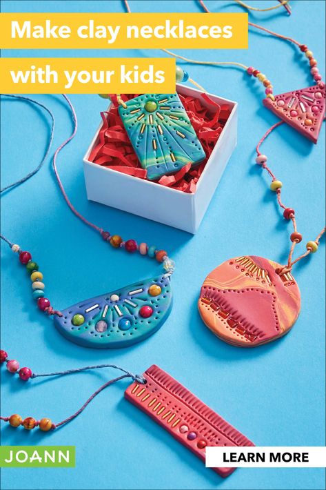 Summer Craft Ideas For Kids, Summer Craft Ideas, Pom Poms Ideas, Clay Activity, Polymer Clay Beads Diy, Clay Projects For Kids, Clay Necklaces, Clay Crafts For Kids, Tree Decorations Ideas