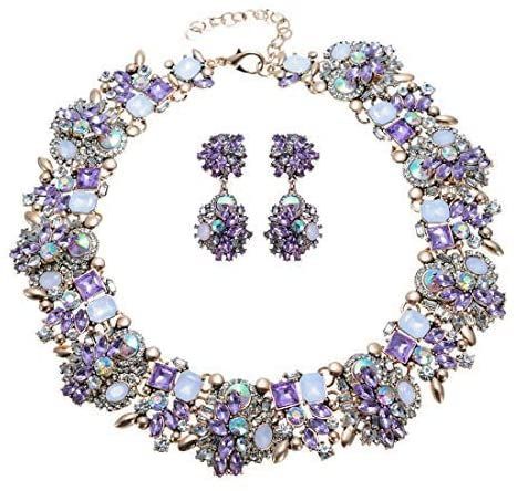 Crystal Rhinestone Statement Necklace, Vintage Chunky Chain Choker Collar Bib Statement Necklace Fashion Costume Jewelry Necklaces for Women… Purple Jewelry Set, Earring Fashion, Costume Jewelry Sets, Rhinestone Statement Necklace, Purple Jewelry, Statement Choker, Women's Jewelry Sets, Costume Jewelry Necklaces, Fashion Costume