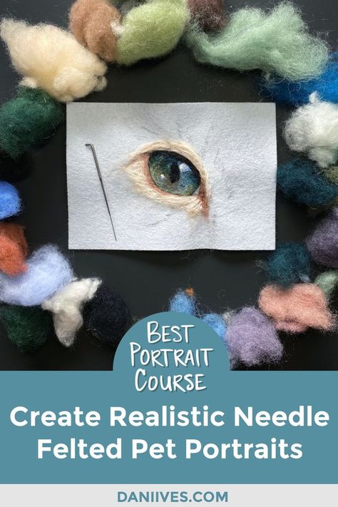 If you're ready to create your best needle felted pet portraits yet, then consider joining Best Portrait Course with Dani Ives. Learn painting with wool techniques that will take your animal portrait skill levels way up. Then enjoy the confidence that comes with knowing you can tackle any dog or cat portrait you want. Best Portrait Course students see incredible results--check it out! Painting With Wool, Learn Painting, Monogram Quilt, Portrait Tutorial, Needle Felting Diy, Polymer Clay Flower Jewelry, Needle Felted Dog, Felt Roses, Felt Pictures