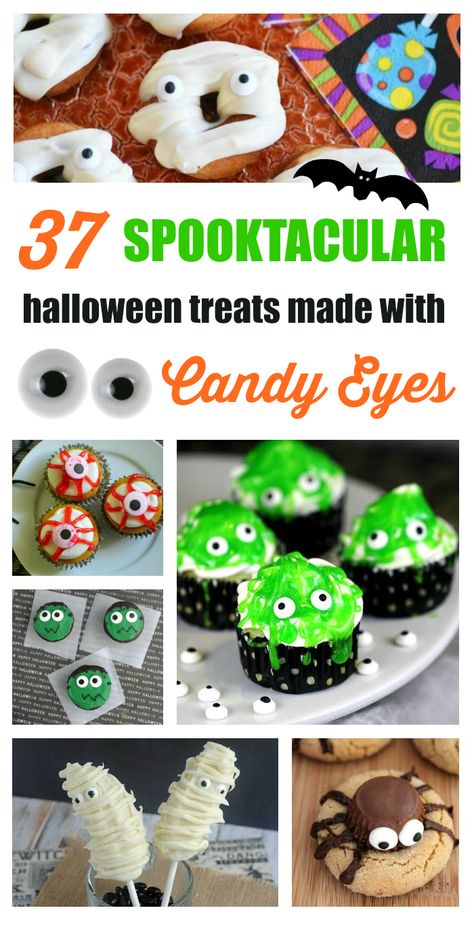 Eek it's about to be Halloween month. Yes, let's celebrate the entire month. It's just too fun not to.  I've gathered up some of the cutest and spookiest treats on the web so you'll be armed with some great ideas for your special Halloween parties and gatherings. Let's kick off the season with Halloween Treats with Candy Eyes from mummy donuts, slimy cupcakes to spider cookies! There's a little something spooktacular for everyone!  This post contains affiliate link... Halloween Desserts With Eyes, Mandarin Orange Pie, Orange Pie, Spooky Sweets, Edible Candy, Halloween Month, Healthy Halloween Food, Edible Eyes, Spooky Halloween Food