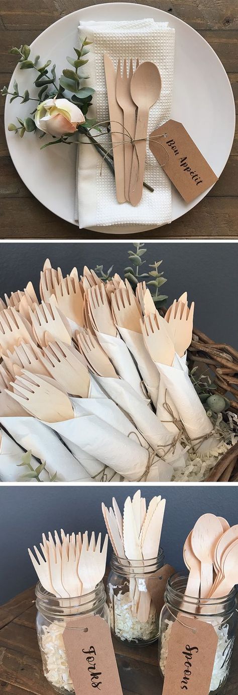 Baby Shower Place Settings, Wedding Meals, Signage Stand, Backyard Engagement, Handfasting Ceremony, Disposable Cutlery, Wooden Cutlery, Plastic Utensils, Marriage Party