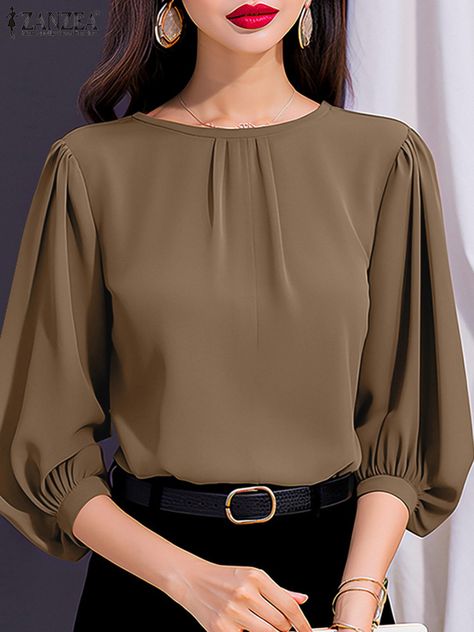 Women Tops Design Formal, Elegant Tops For Women, Formal Tops For Women Classy, Tops For Office Wear, Elegant Blouses For Women Classy, Corporate Blouse, Office Tops For Women, Stylish Sleeves, Summer Work Wear