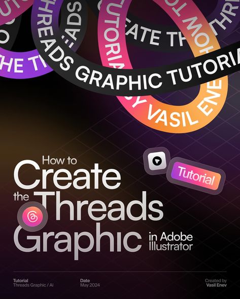 Tutorial • How to create the @threads graphic in @adobe Illustrator ❤️‍🔥 I’ve prepared this tutorial a few days ago, and happily sharing it as a post for everyone who would like to test it. It’s broken down to simple steps on how to create the #threads social media graphic of their brand’s identity. It’s a pretty fun process and I would love to see your results. Make sure to comment or DM me with questions! 🫶🏻 And as requested I’ll be sharing the Ai files soon! • #tutorial #uitrends #uir... Adobe Photoshop Design, Self Branding, Design Theory, Graphic Design Ads, Instagram Tutorial, Media Logo, Graphic Design Tips, Graphic Design Fun, Event Flyer