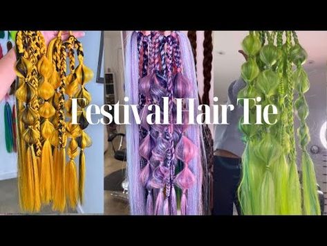 How to Make Tie In Festival Braids (Rave Hair) - YouTube Festival Hair Tutorial, Dreads Diy, Festival Hair Extensions, Rave Braids, Glow Run, Hair Extensions Tutorial, Magical Hair, Festival Braids, Hair Ties Diy