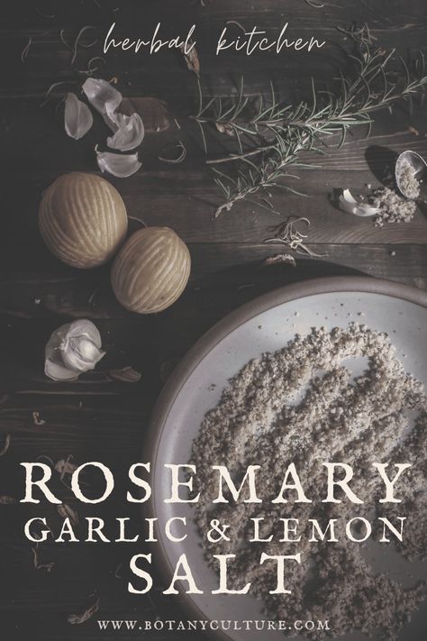 Citrus Salt Recipe, Roasted Veggies Pasta, Uses Of Rosemary, Rosemary Salt Recipe, Herb Salt Recipe, Herbal Kitchen, Herb Salt, Sea Salt Recipes, Infused Salt