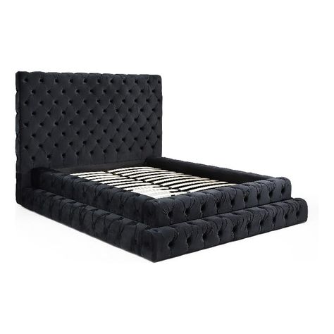 PRICES MAY VARY. Title: Better Home Products Eleonora Queen Size Velvet Upholstered Bed in Black. Product Type: Categories Hollywood Glam Bedroom, Bedroom Sets Furniture Queen, Small Room Interior, Upholstered Queen Bed, Velvet Bed Frame, Black Bed Frame, Velvet Upholstered Bed, Queen Upholstered Bed, Purple Rooms