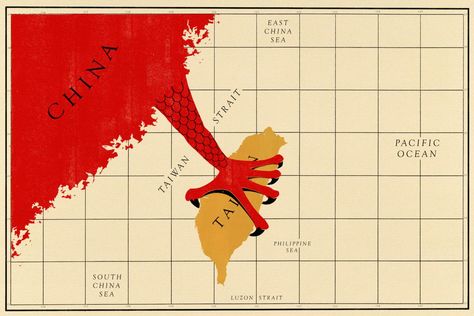 The Taiwan Temptation | Foreign Affairs Art Editorial, China Map, American Photography, American Illustration, Reunification, South China Sea, South China, World Peace, Editorial Illustration