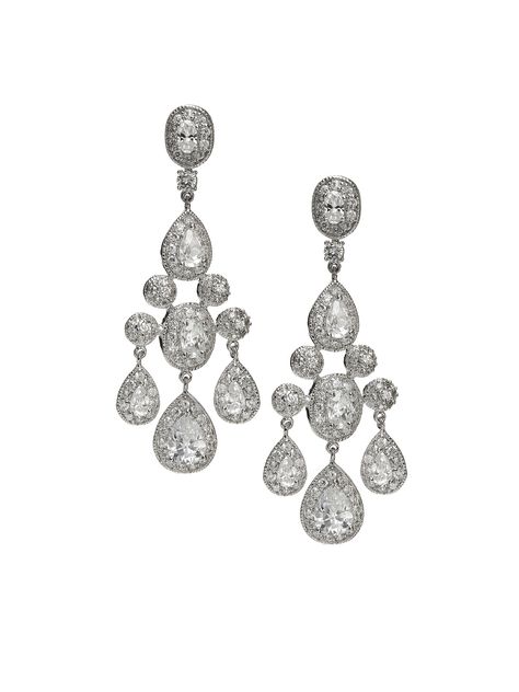 CZ Empire Chandelier Earrings | The Dessy Group Teardrop Bridal Earrings, Wedding Jewelery, Blush Earrings, Bridal Earrings Chandelier, Bridesmaids Gift Sets, Empire Chandelier, Wedding Day Jewelry, Wedding Bridesmaid Jewelry, Cubic Zirconia Jewelry