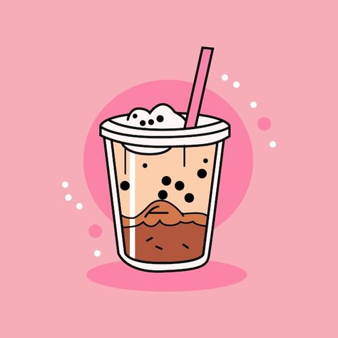 Milk tea logo with pink background carto... | Premium Vector #Freepik #vector #smoothie-logo #ice-latte #ice-coffee #bubble-milk Milk Tea Logo Design Ideas, Milktea Logo, Milk Tea Logo, Smoothie Logo, Ice Latte, Cart Design, Tea Logo, Background Cartoon, Food Cart Design