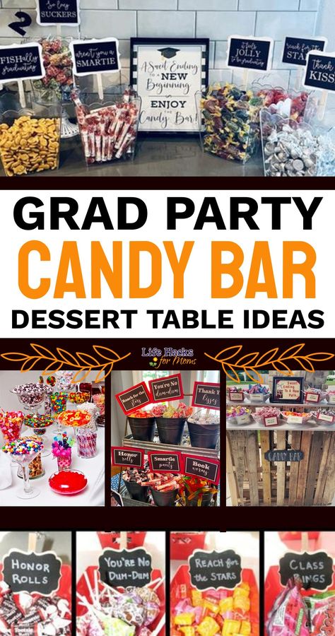 Grad Party Candy Bar, Grad Party Candy, Graduation Open House, Imago Dei, Graduation Party Desserts, Senior Party, Candy Bar Party, Graduation Open Houses, Graduation Crafts