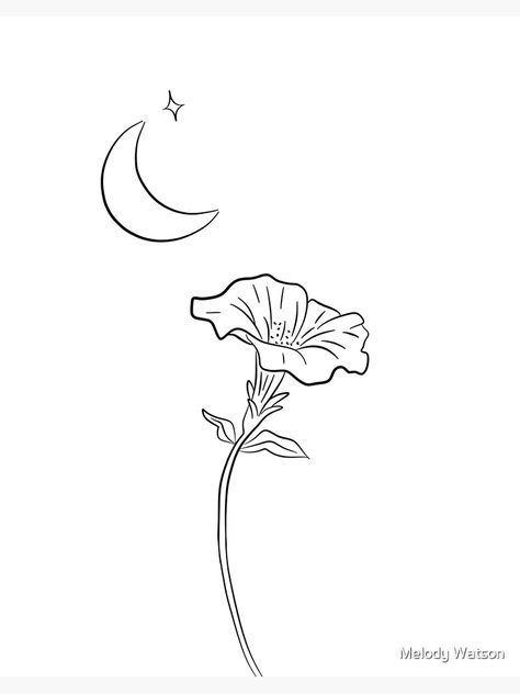 "Morning Glory Flower Line Art - Moonflower" Art Board Print for Sale by Odyanne | Redbubble Morning Glory Tattoo, Flower Line Art, Morning Glory Flowers, Line Art Flowers, Bouquet Tattoo, Moon Tattoo Designs, Birth Flower Tattoos, Flower Outline, Morning Glories