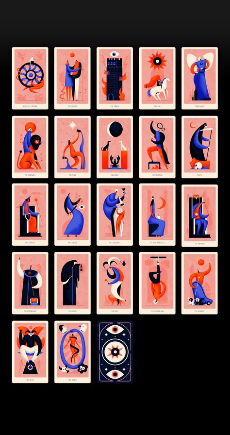 Tarot Deck // Major Arcana Project Illustrated on Behance Astrology Calendar, Unique Tarot Decks, Board Game Design, Tarot Major Arcana, Posca Art, Playing Cards Design, Tarot Cards Art, 카드 디자인, Tarot Card Decks