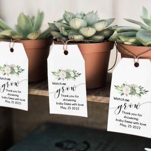 Succulent Tags Plant Favor Tag Baby Shower Decor Edit with | Etsy Watch Me Grow Tags, Baby Shower Verde, Succulent Party Favors, Baby Shower Boho, Succulent Wedding Favors, Succulent Favors, Watch Me Grow, Diy Gifts For Mom, Green Baby Shower