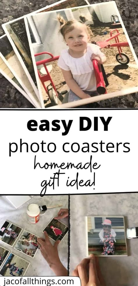 Coasters From Tiles, Diy Grandparent Gifts, Photo Coasters Diy, Diy Photo Coasters, Grandparents Diy, Resin Art Tutorial, Art Tutorial For Beginners, Diy Photo Projects, Picture Coasters