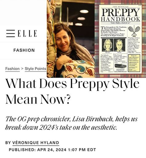 Preppy Handbook Fan Club | What Does Preppy Style Mean Now? The OG prep chronicler, Lisa Birnbach, helps us break down 2024’s take on the aesthetic. ELLE Magazine,… | Instagram Preppy Handbook, Preppy Life, Elle Magazine, Preppy Aesthetic, Fan Club, Preppy Style, Summer Outfit, Book Worth Reading, Worth Reading