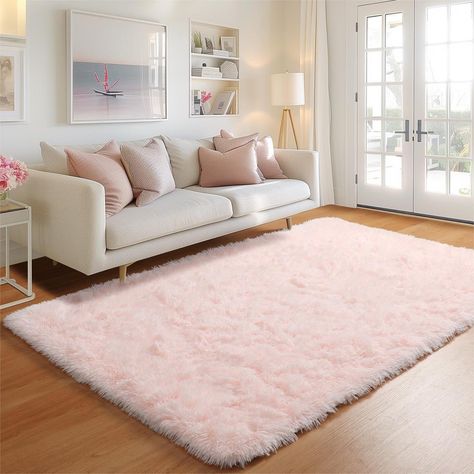 PRICES MAY VARY. 【Ultra Soft & Skin-Friendly】Elevate your home decor with fluffy rug and experience the Heavenly Soft Feel. KICMOR velvet bedroom rug is made from premium natural fibers and a high-density sponge interlayer to ensure its exceptional softness and thickness. It does not shed, fade, odor-free. The luxurious softness of the carpet makes it feel like walking on clouds, perfect for kids and pets to play on. 【Ideal Choice for Home Decor】Are you looking for decor to brighten up your spac Light Pink Rug Bedroom, Pink Rugs Bedroom, Cute Room Decor Aesthetic, Dorm Room Rugs, Rugs For Kids, Velvet Bedroom, Area Rugs For Bedroom, Nursery Carpet, Small Nursery