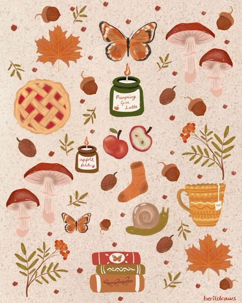 September To-Do List: 🍂 Bake an apple pie, go for a crisp walk, collect autumn leaves to sketch #wrzesień #firstdayoffall🍁🍎 #illustration Apple Pie Illustration, September Sketch, Pie Illustration, Cute Fall Wallpaper, Fall Baking, Fall Wallpaper, To Do, Apple Pie, To Do List