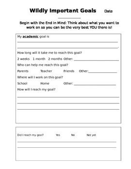 Wildly Important Goals - Academic Wildly Important Goals, Leadership Notebook, Counseling Posters, Smart Goals Worksheet, Goal Setting For Students, Smart Goals Template, Relationship Worksheets, Life Goals Quotes, Student Reflection