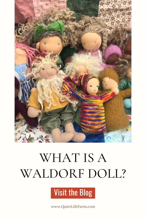 Waldorf dolls are soft handmade dolls made with natural materials. Traditionally, they have minimal facial features to promote imaginative play in children. Visit the blog to learn more, AND to learn where to find free printable Waldorf doll sewing patterns! Doll Patterns Free, Doll Sewing, Wool Dryer Balls, Doll Sewing Patterns, Waldorf Doll, Waldorf Dolls, Handmade Dolls, Doll Maker, New Dolls