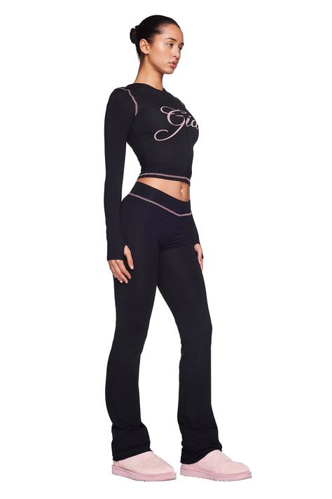 BLARE TRACKPANT - BLACK | I.AM.GIA Girly Two Piece Sets, Unique And Cute Halloween Costumes, Matching Sets Black Women, Iam Gia Outfit, Korean Women Street Fashion, Work Out Fashion, Two Piece Set Black Women, Fall Style Black Women, Cute Football Game Outfit Highschool