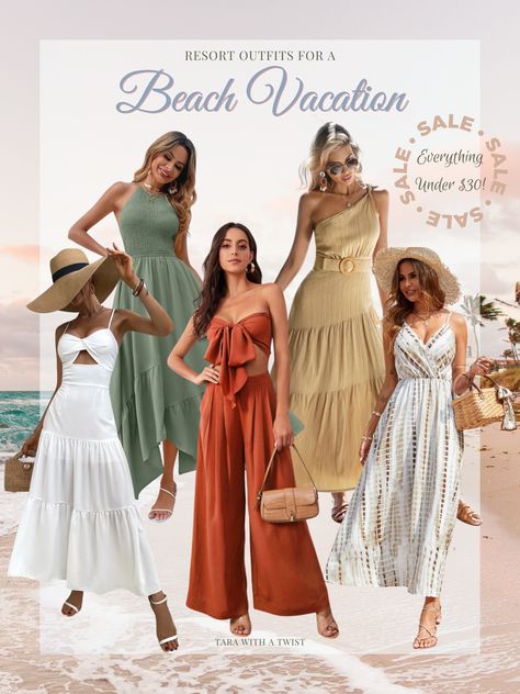 Hotel Outfits Summer, Fancy Resort Outfit, Holiday Vacation Outfits, Dress For Beach Vacation Outfit Ideas, Dresses For Beach Vacation, Resort Outfits Vacation, Resort Dinner Outfit, Resort Wear For Women Classy, Resort Outfit Ideas