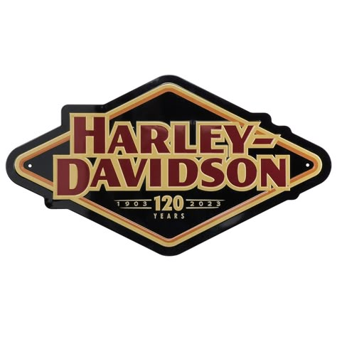 PRICES MAY VARY. 120th Anniversary Tin Sign Embossed Logo Smooth edges for safe handling Includes holes for easy hanging Limited Edition, get yours before they're gone! Harley-Davidson Custom Shaped Embossed 120th Anniversary Tin Sign HDX-99255. Custom shaped, embossed tin sign. 120th Anniversary logo. Smooth edges for safe handling. Includes holes for easy hanging. Dimensions: 21.5" W x 12" H / 55 x 30 cm. Limited Edition, get yours before they're gone! Harley Davidson Wall Art, Harley Davidson Models, Logo Harley Davidson, Harley Davidson Shop, Harley Davidson Decor, Harley Logo, Harley Davidson Posters, Custom Motorcycle Paint Jobs, Harley Davidson Signs