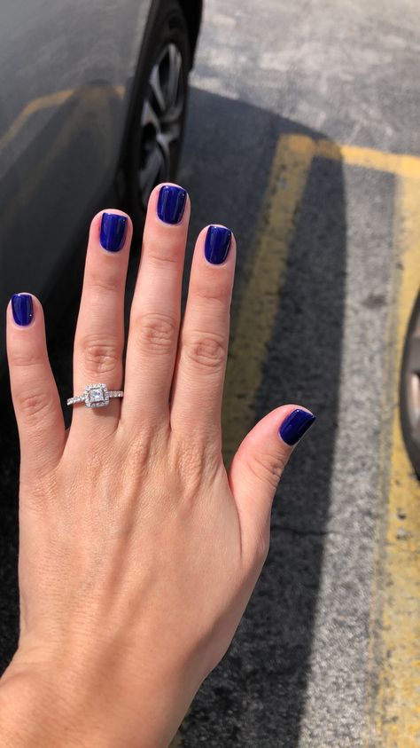 Dark Indigo Nails, Royal Nails Aesthetic, Blue Royal Nails, Royal Blue Manicure, Royal Blue Gel Nails, Princess Hands, Nails Royal Blue, Christmas Nails Blue, Christmas Party Nails