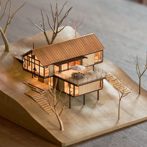 Architecture Wood Model, Architectural Concept Model, House Models Design, Maquette Architecture Models, Architectural Models Conceptual, Cabin Architecture Design, House Maquette, Architecture Model Ideas, Architecture Scale Model